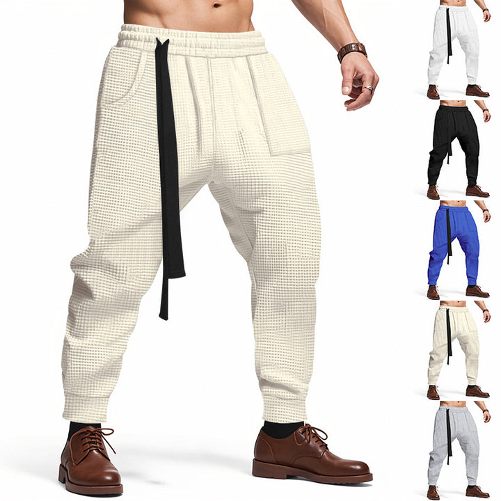 Herren Bequeme Waffelstruktur Jogginghose mit Kordelzug Echoarchiv