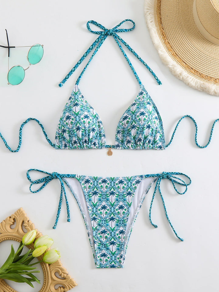 Damen Triangel-Bikini-Set mit verspieltem Blumenmuster Echoarchiv