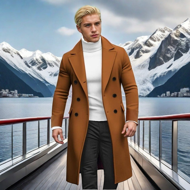 Herren eleganter doppelt-knopf Mantel mit hohem Kragen Echoarchiv
