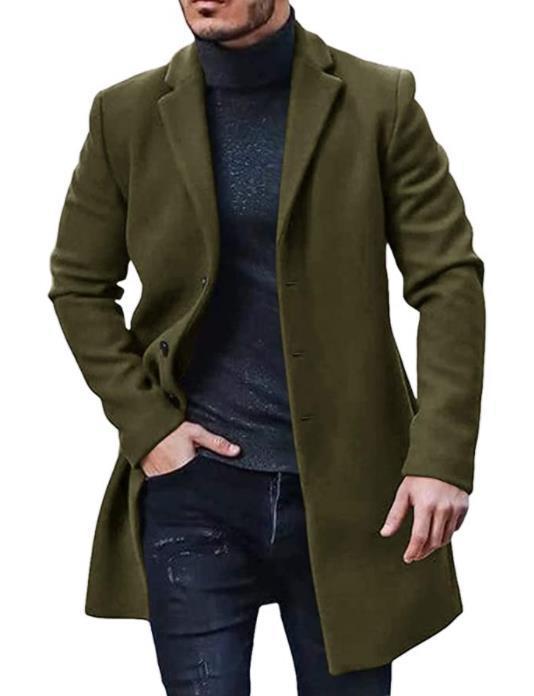 Herren Eleganter Wollmantel mit klassischem Revers und Echoarchivrnem Schnitt Echoarchiv