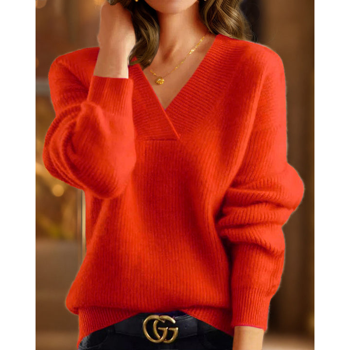 Damen nan kuscheliger V-Ausschnitt Pullover aus feinem Strick Echo Archiv