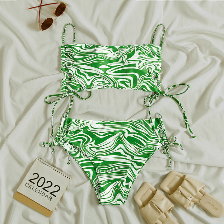 Damen Bandeau-Bikini-Set mit Stilvollem Rüschendesign Echo Archiv