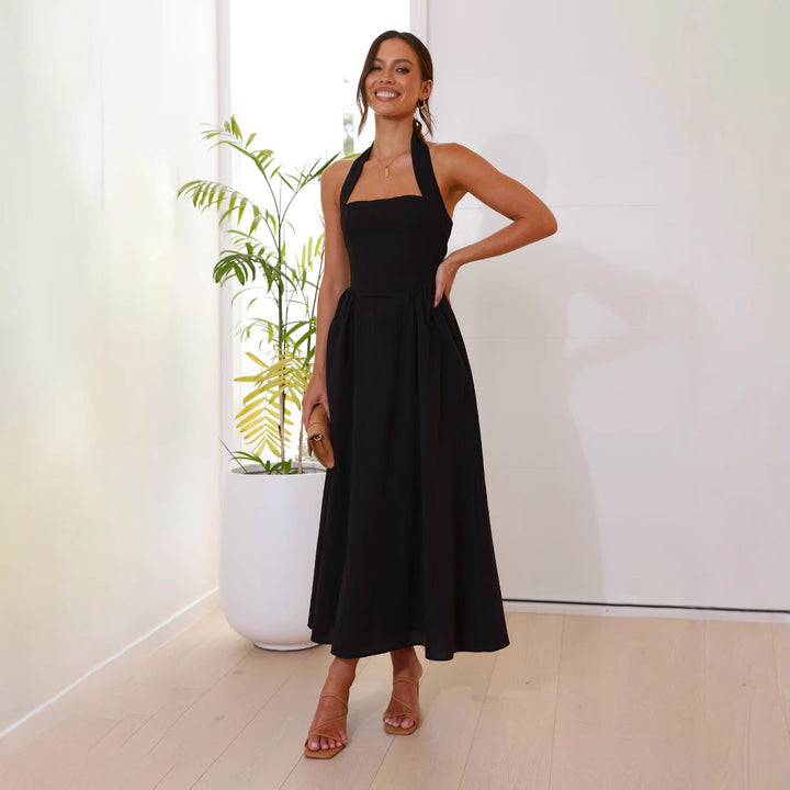 Damen Maxikleid mit modernen Trägern und fließendem Schnitt Echo Archiv