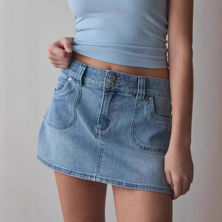 Damen Denim Minirock mit hochwertigen Taschen und modernem Schnitt Echo Archiv