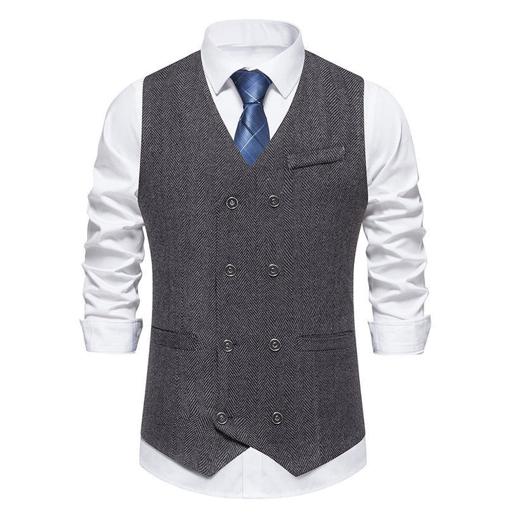 Herren elegante Doppelreiher-Weste im strukturierten Design Echoarchiv