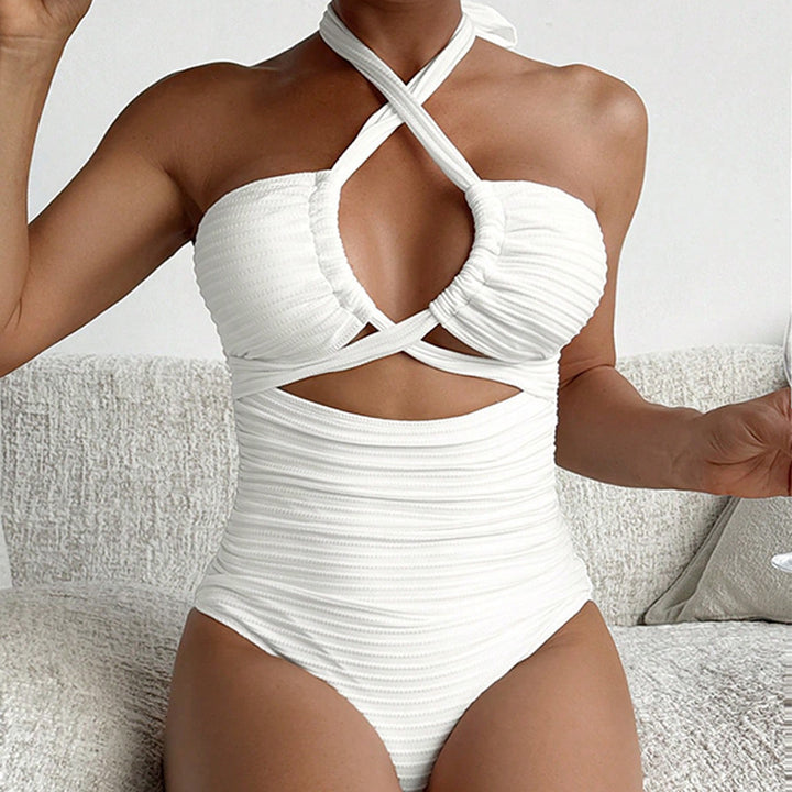 Damen Einteiler Badeanzug mit modischem Wickeldesign und aufregenden Cut-Out-Details Echo Archiv
