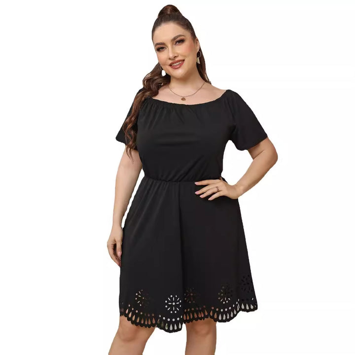 Damen Off-Shoulder Kleid mit dekorativem Lochmuster Echo Archiv