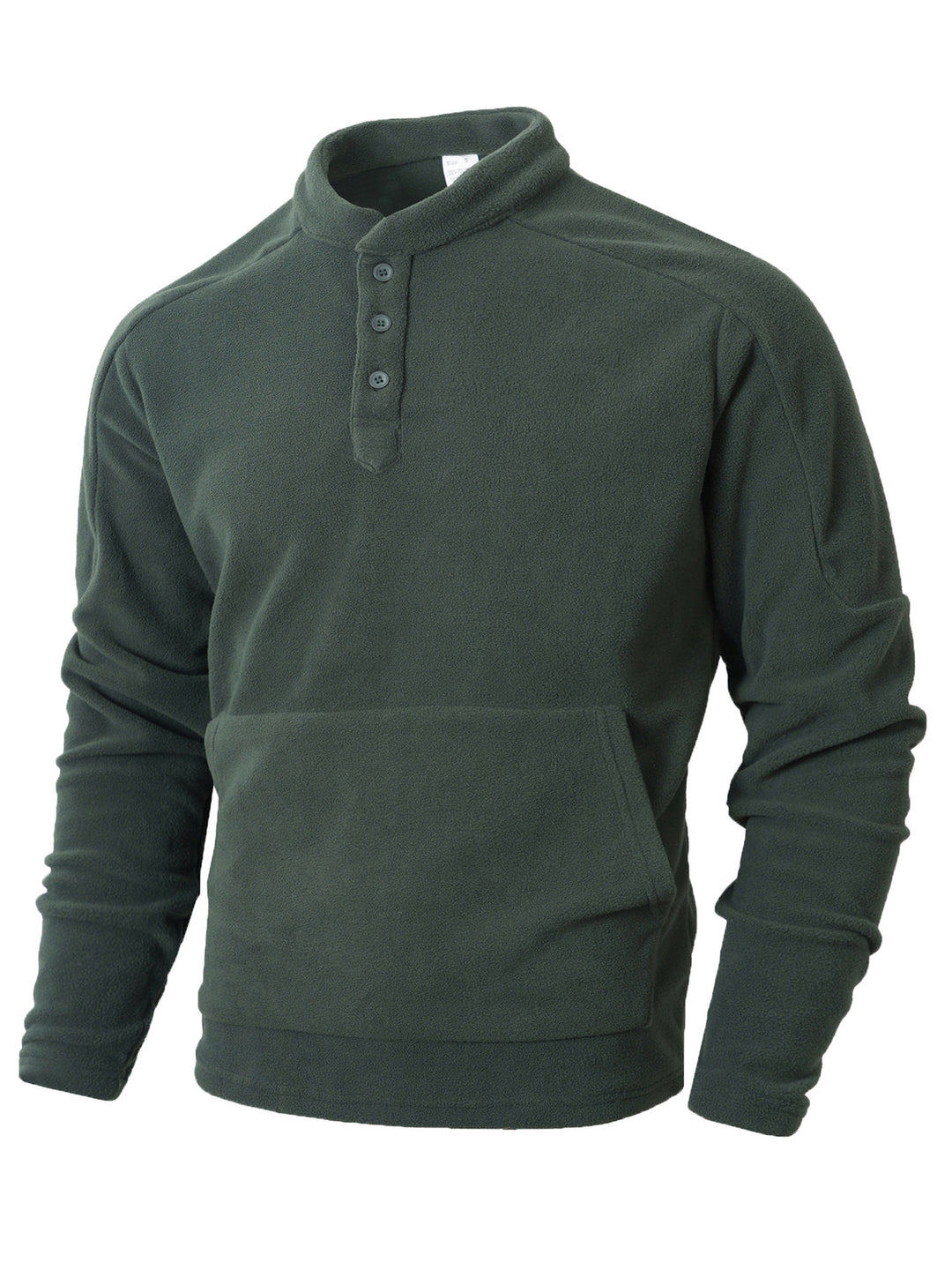 Herren Fleece-Pullover mit modischem Stehkragen und praktischen Knopfdetails Echoarchiv