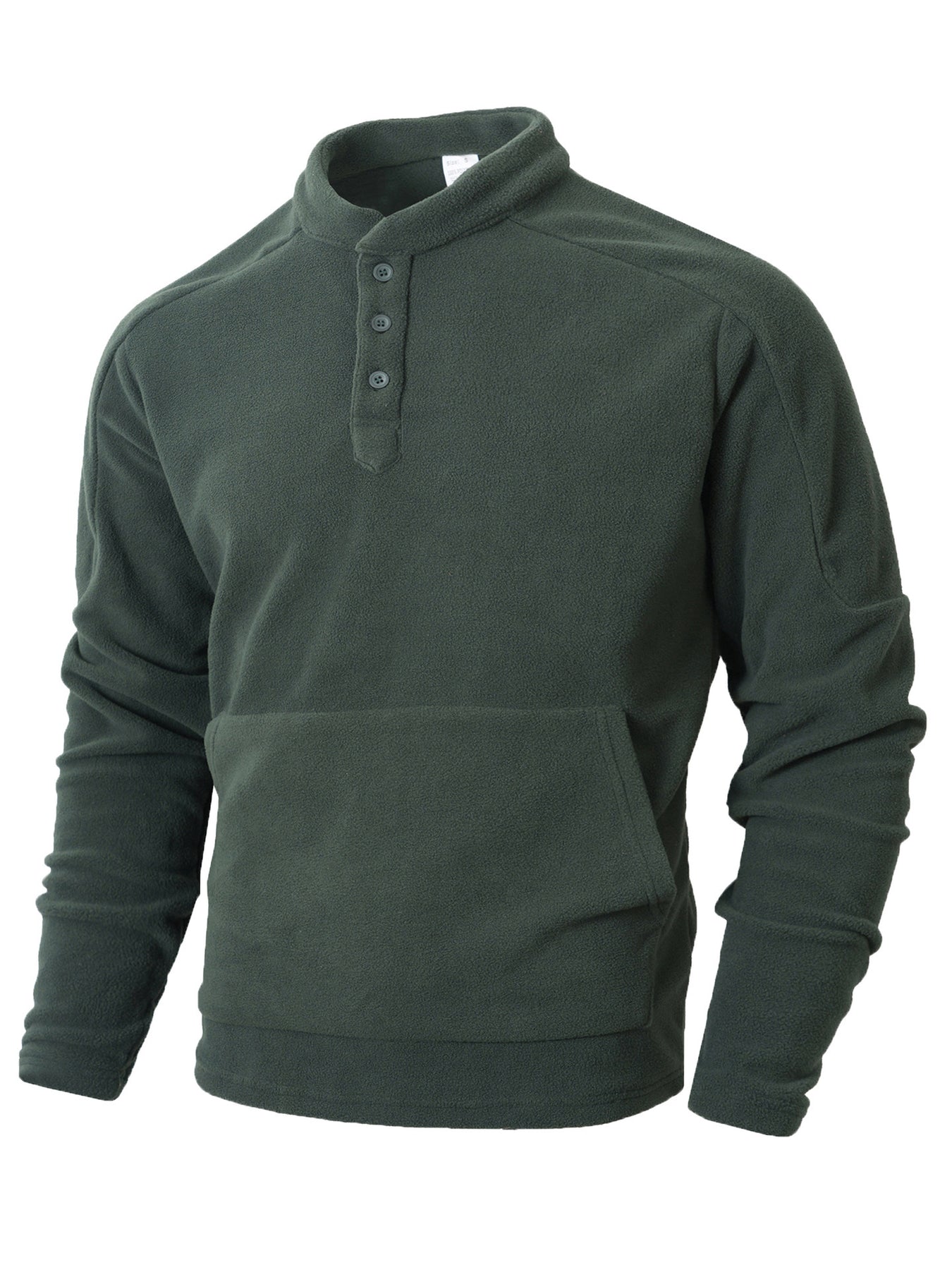 Herren Fleece-Pullover mit modischem Stehkragen und praktischen Knopfdetails Echoarchiv