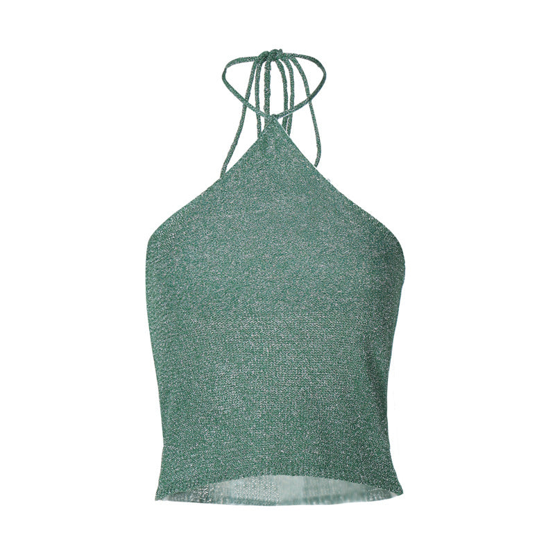 Damen Funkelndes Haltertop mit feinem Glitzermaterial Echo Archiv