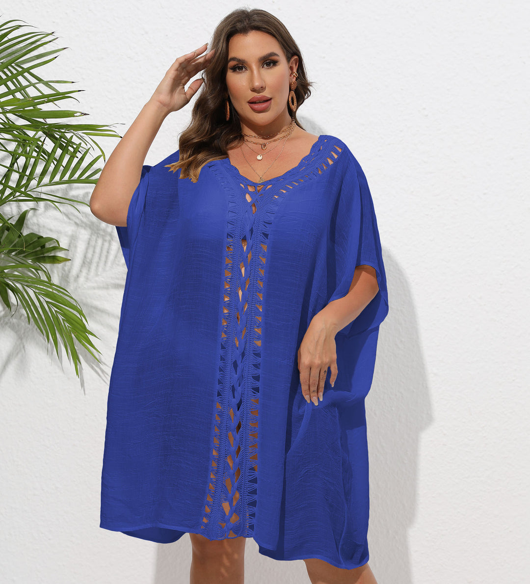 Damen Luftiger Strandkimono mit dekorativer Häkelspitze Echo Archiv
