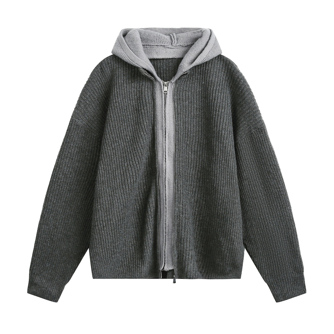 Unisex Oversize Strickjacke mit Kapuze und Reißverschluss Echo Archiv