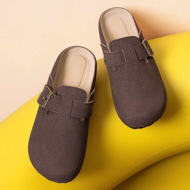 Damen nan gemütliche Nubuk-Slipper Clog mit verstellbarer Messingschnalle und ergonomischem Memory-Fußbett Echo Archiv