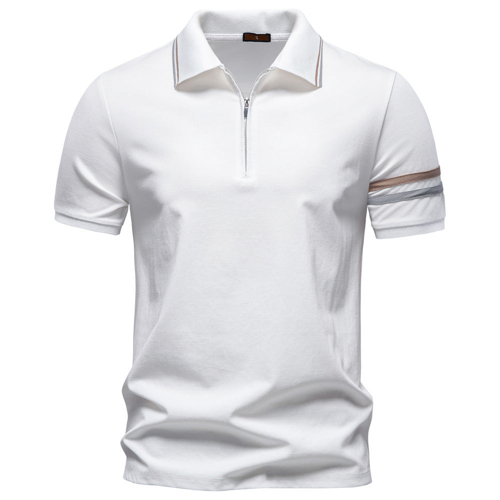 Herren nan atmungsaktives elastisches Poloshirt mit kurzem Reißverschluss und Kontraststreifen an Ärmeln Echo Archiv
