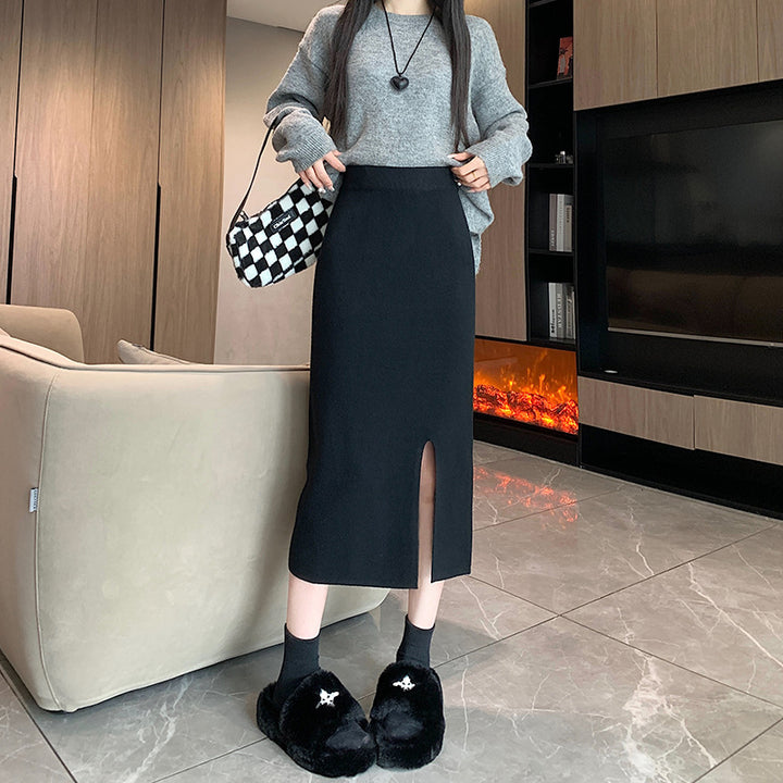 Damen Eleganter und bequemer Midirock mit schickem Schlitz Echo Archiv