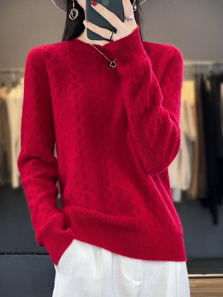 Damen Zopfmuster-Feinstrickpullover mit feiner Struktur und kastiger Silhouette Echoarchiv