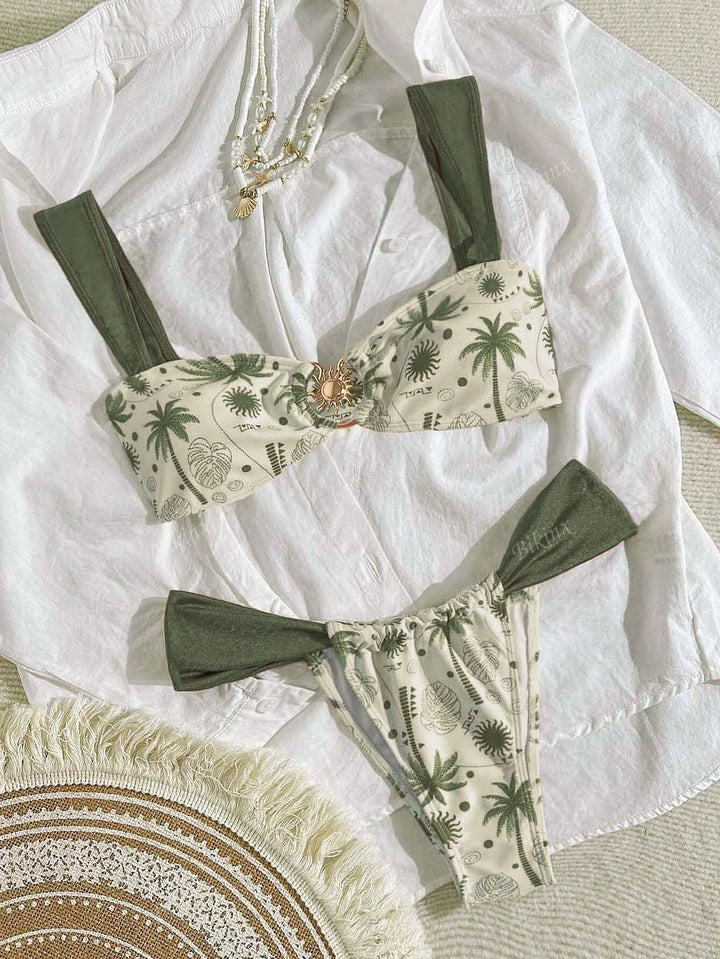 Damen Eleganter Bandeau-Bikini mit hohem Beinausschnitt Echo Archiv