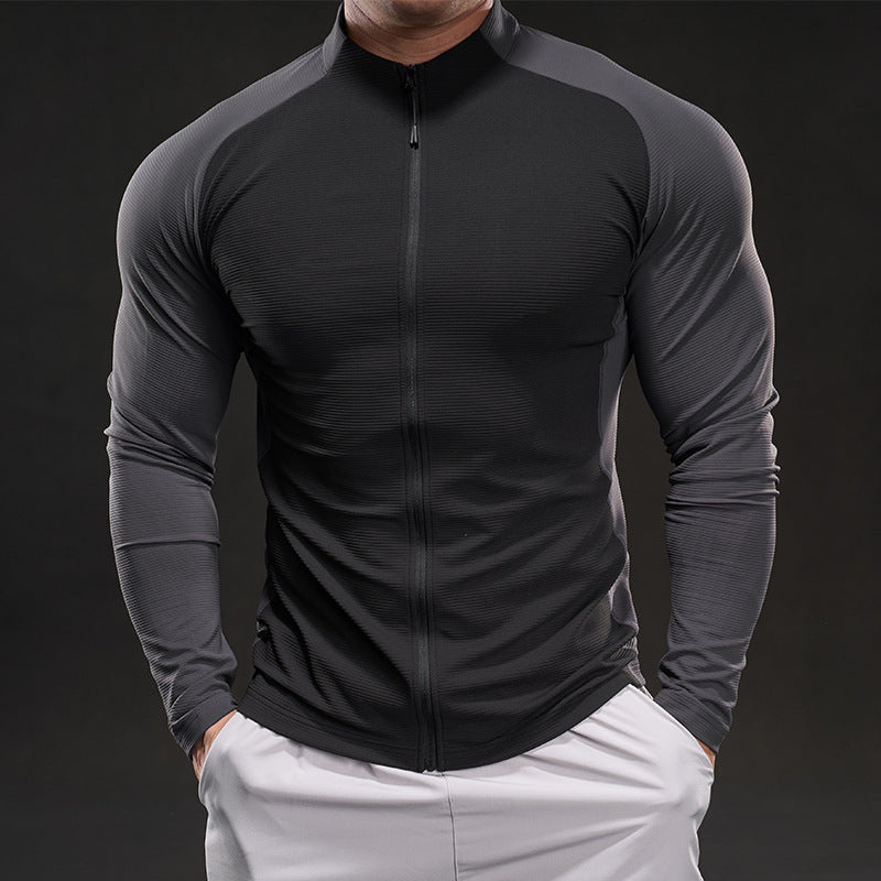 Herren Slim‑Fit Performance‑Trainingsshirt mit durchgehendem Reißverschluss und Raglanärmeln – Marzano