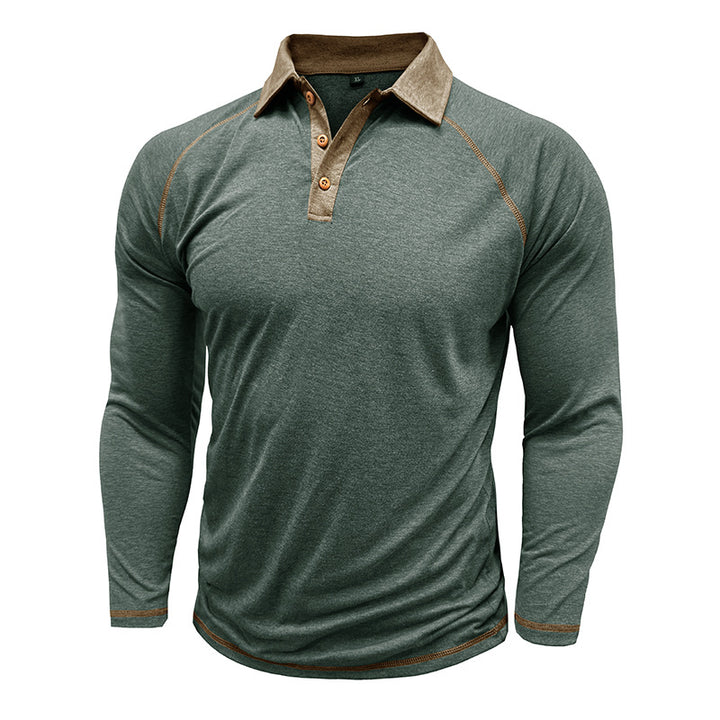 Herren Polo-Hemd mit kontrastierendem Kragen und langem Arm Echoarchiv