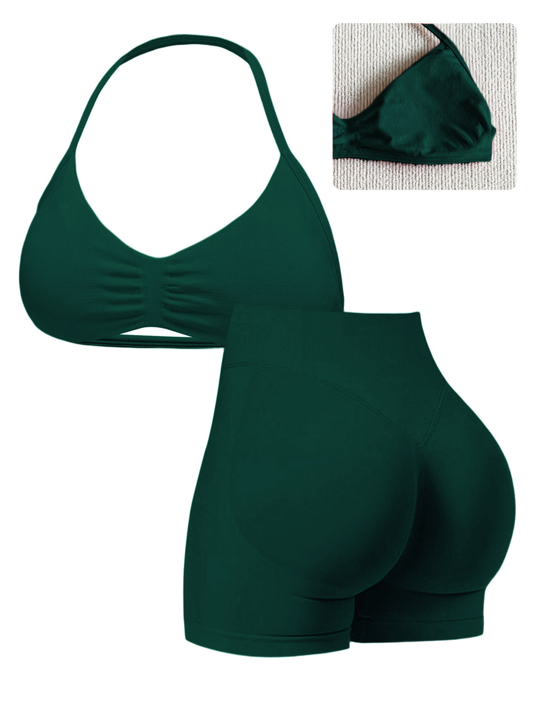 Damen Sport-Bikini-Oberteil mit hoch geschnittenen Shorts und nahtlosem Design Echo Archiv