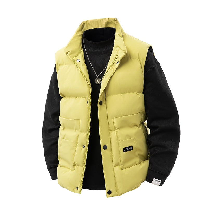 Herren Thermo‑Steppweste mit hoher Kragenblende, Druckknopf‑Front & aufgesetzten Utility‑Taschen Echoarchiv
