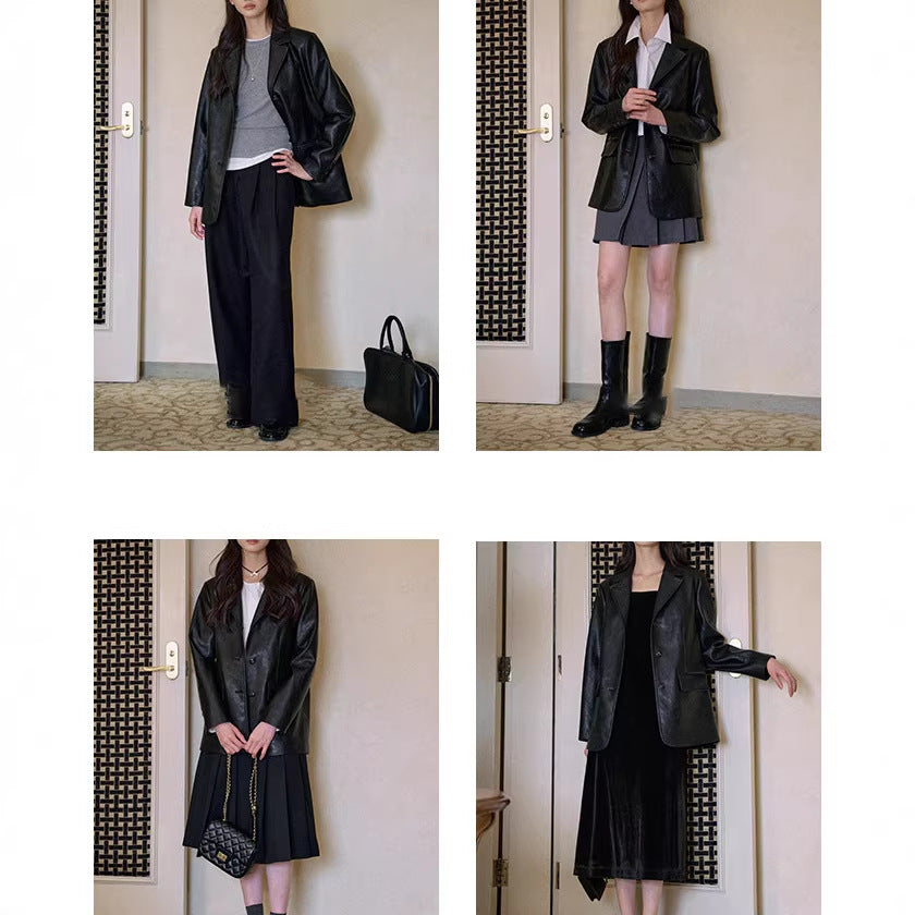 Damen Modischer Lederblazer Echoarchiv
