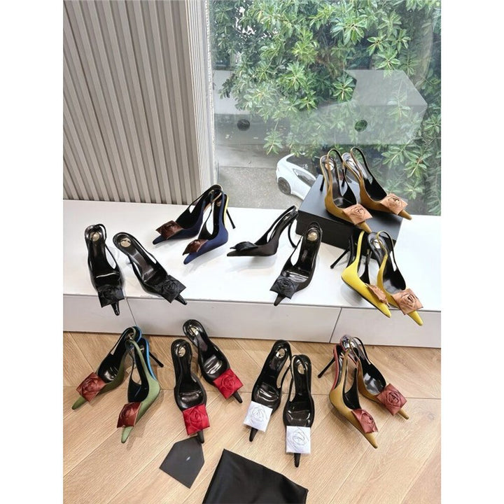Damen spitze Slingback-Stilettos mit Satin-Rosenapplikation Echo Archiv