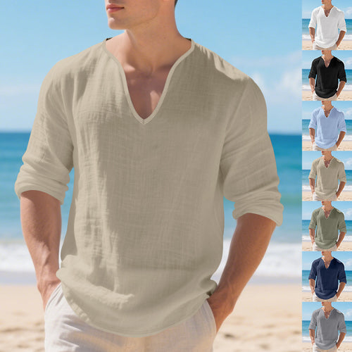 Herren lässiges Langarmshirt mit V-Ausschnitt Echoarchiv