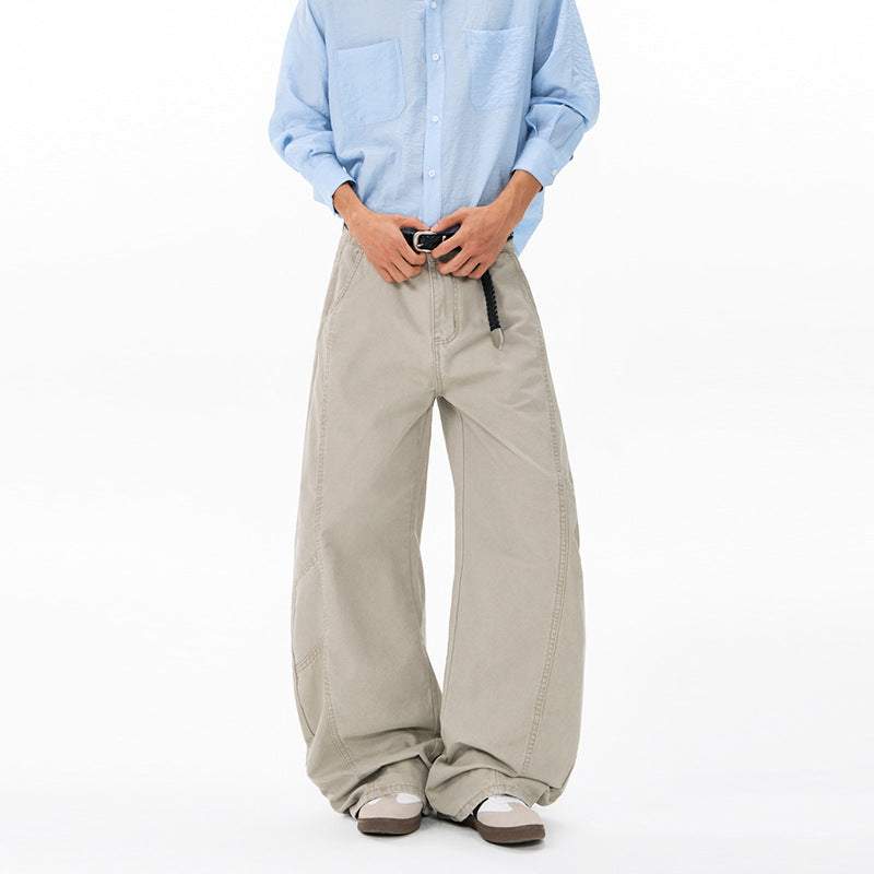 Herren Weite Twill-Palazzo-Hose mit tiefem Schritt und verstärkten Nähten Echo Archiv
