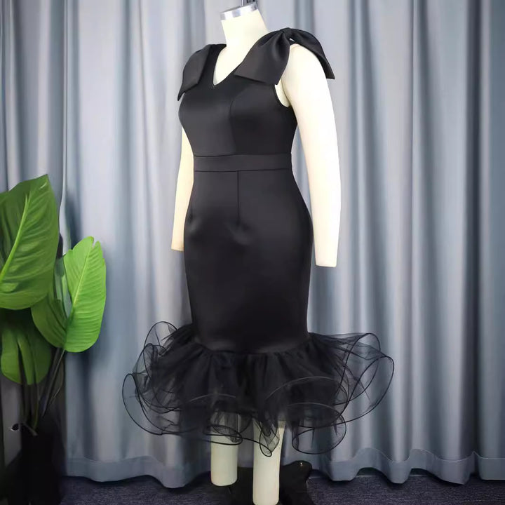 Damen elegantes Kleid mit innovativen Tüllrüschen Echo Archiv