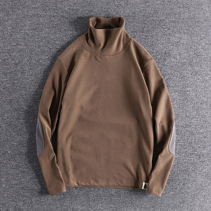 Herren Stehkragenpullover aus hochwertigem Fleece mit kontrastierenden Ellbogenpatches Echoarchiv