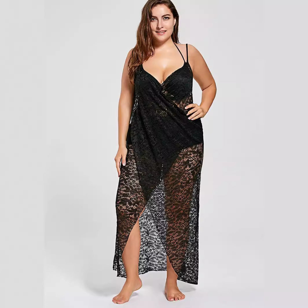 Damen eleganter durchsichtiger Spitzen-Strandüberwurf Echo Archiv