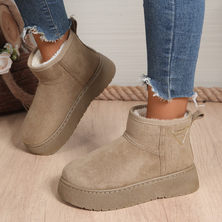 Damen Gefütterte Plateau‑Stiefeletten aus Wildlederoptik mit Teddyfutter Echo Archiv