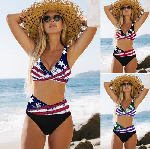 Damen Hochtailliertes Bikini-Set mit stylischem Wickeloberteil Echo Archiv