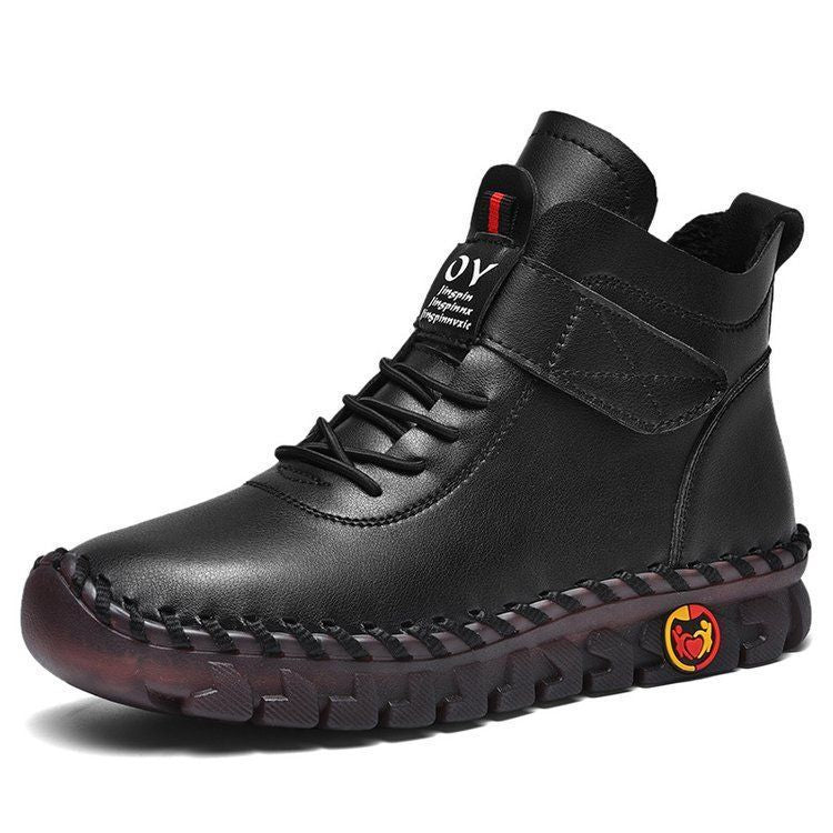 Herren nan knöchelhohe Freizeit-Lederimitat-Boots mit Klettverschluss gepolsterter Komfortinnensohle und profilierter Gummilaufsohle Echo Archiv