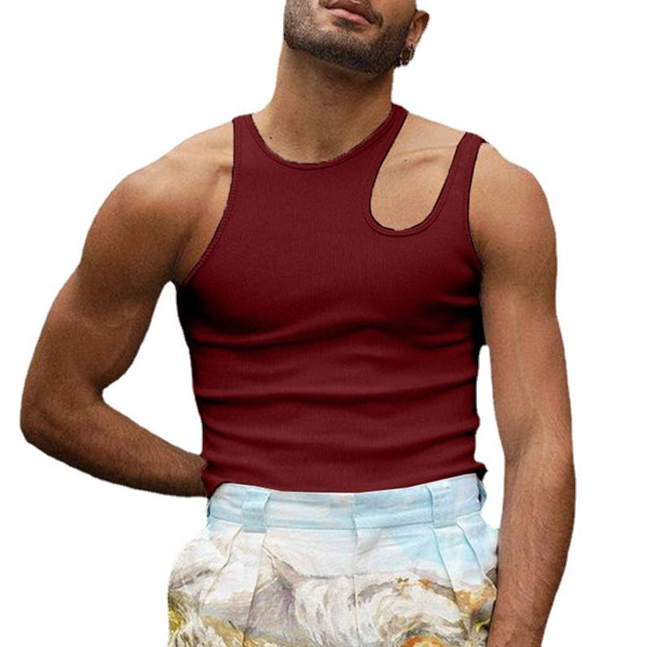 Herren nan körperbetontes Tanktop mit einseitigem Schulterausschnitt und feiner Rippstruktur Echo Archiv