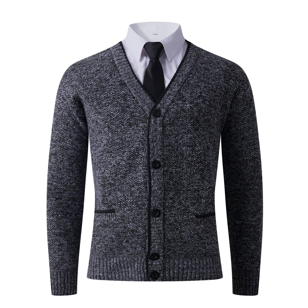 Herren Strukturierte Strickcardigan mit V-Ausschnitt, Knopfleiste und Eingrifftaschen Echo Archiv