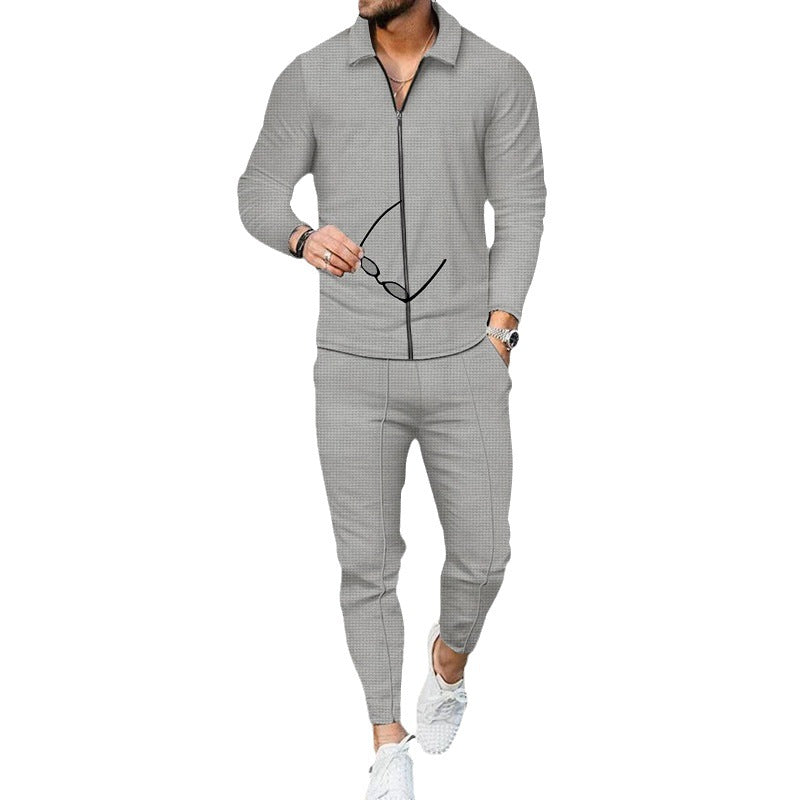Herren Sportliches Zip-Up Set mit atmungsaktiver Struktur Echoarchiv