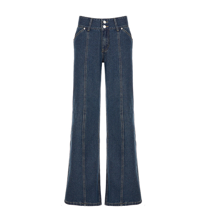 Damen Weite Jeanshose im Retro-Stil mit hohen Bund Echo Archiv