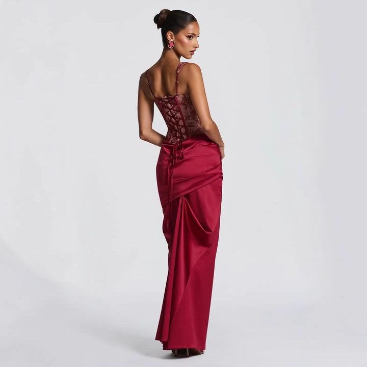 Damen Elegantes Abendkleid mit Korsett-Oberteil und drapiertem Rock Echo Archiv