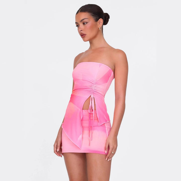 Damen Mini-Kleid mit asymmetrischem Schnitt und Raffungsdetails Echo Archiv
