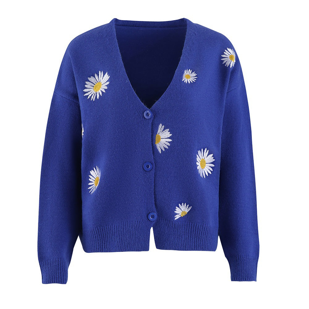 Damen Strickcardigan mit Gänseblümchen-Stickerei Echo Archiv