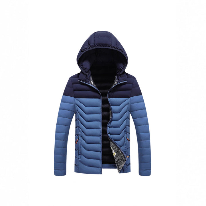 Herren Ultraleichte gesteppte Kapuzenjacke mit Chevron-Steppung, winddichter Außenlage und Thermofutter Echoarchiv