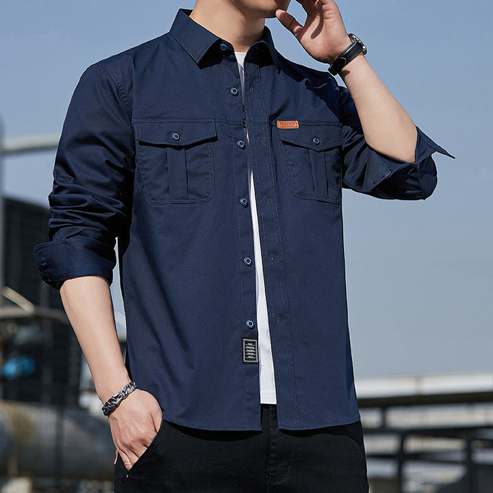 Herren Utility-Overshirt aus Baumwollmix mit Brustpattentaschen und verstärkten Nähten Echoarchiv
