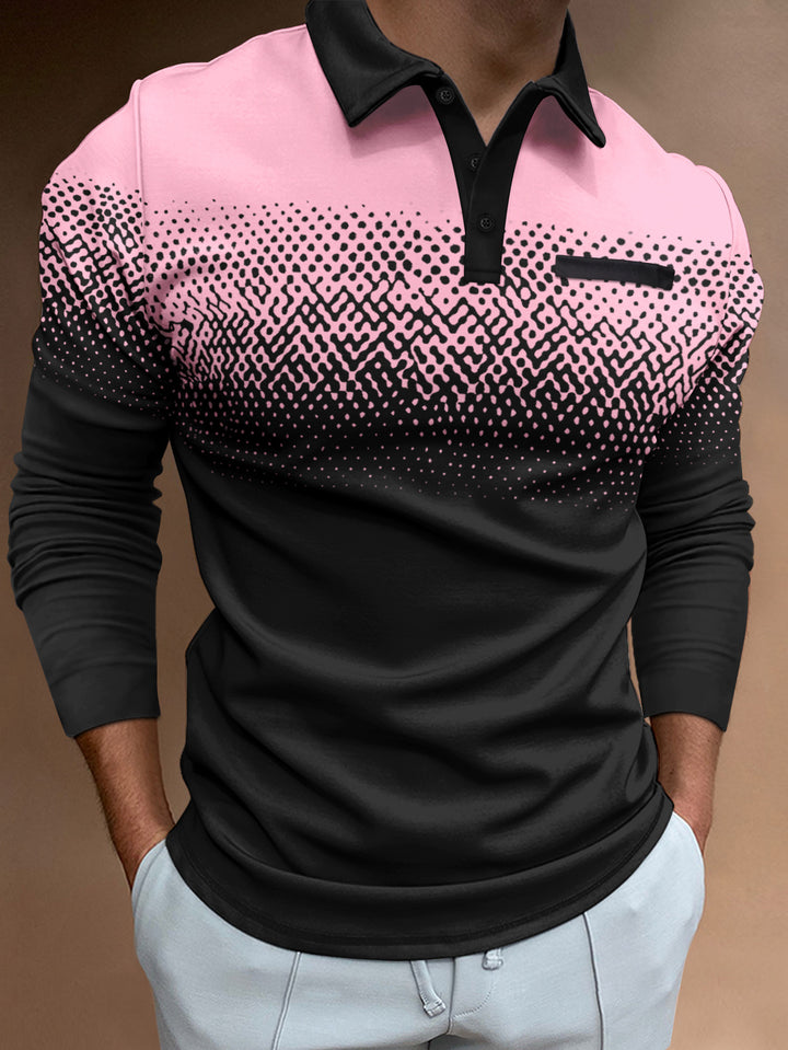 Herren Poloshirt mit einzigartigem Digitaldruck und komfortablem Langarmdesign Echoarchiv