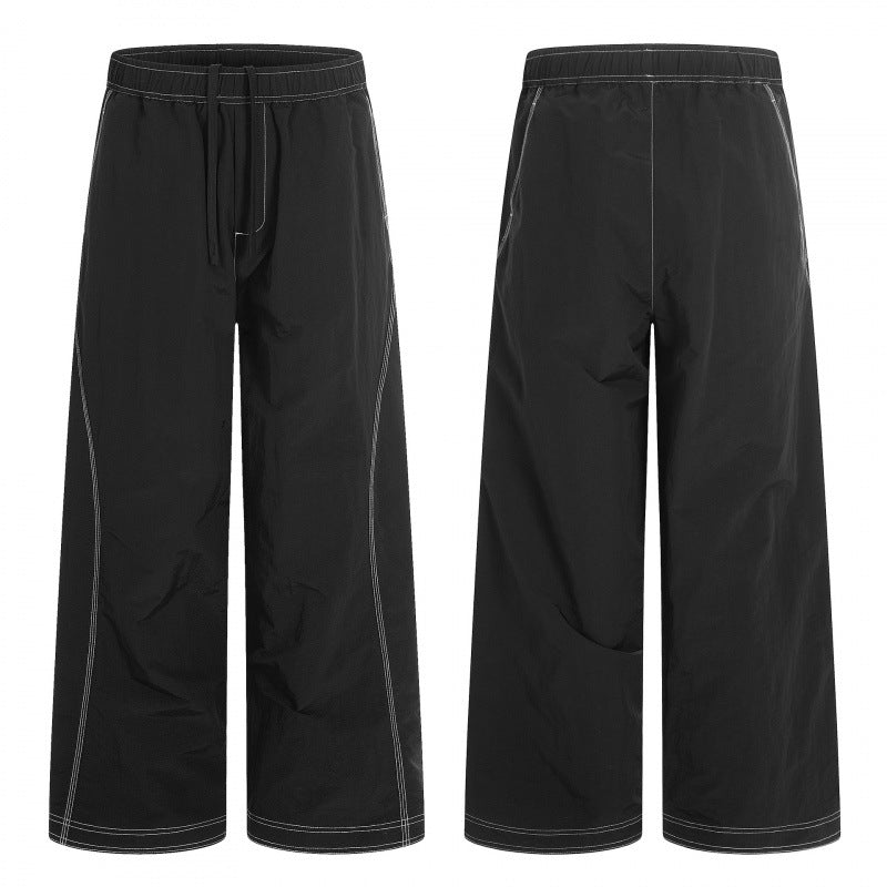 Damen Weite Hose mit elastischem Bund, Kordelzug und kontrastierenden Ziernähten Echo Archiv