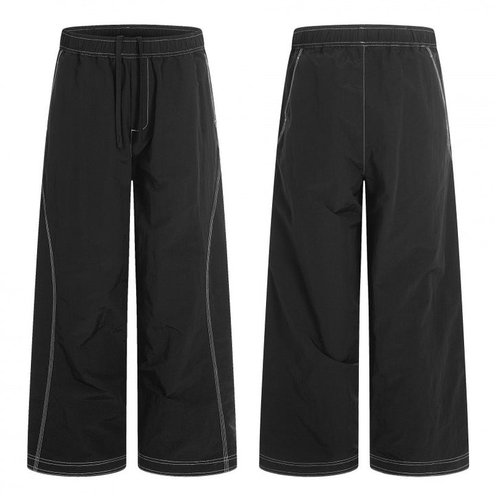 Damen Weite Hose mit elastischem Bund, Kordelzug und kontrastierenden Ziernähten Echo Archiv