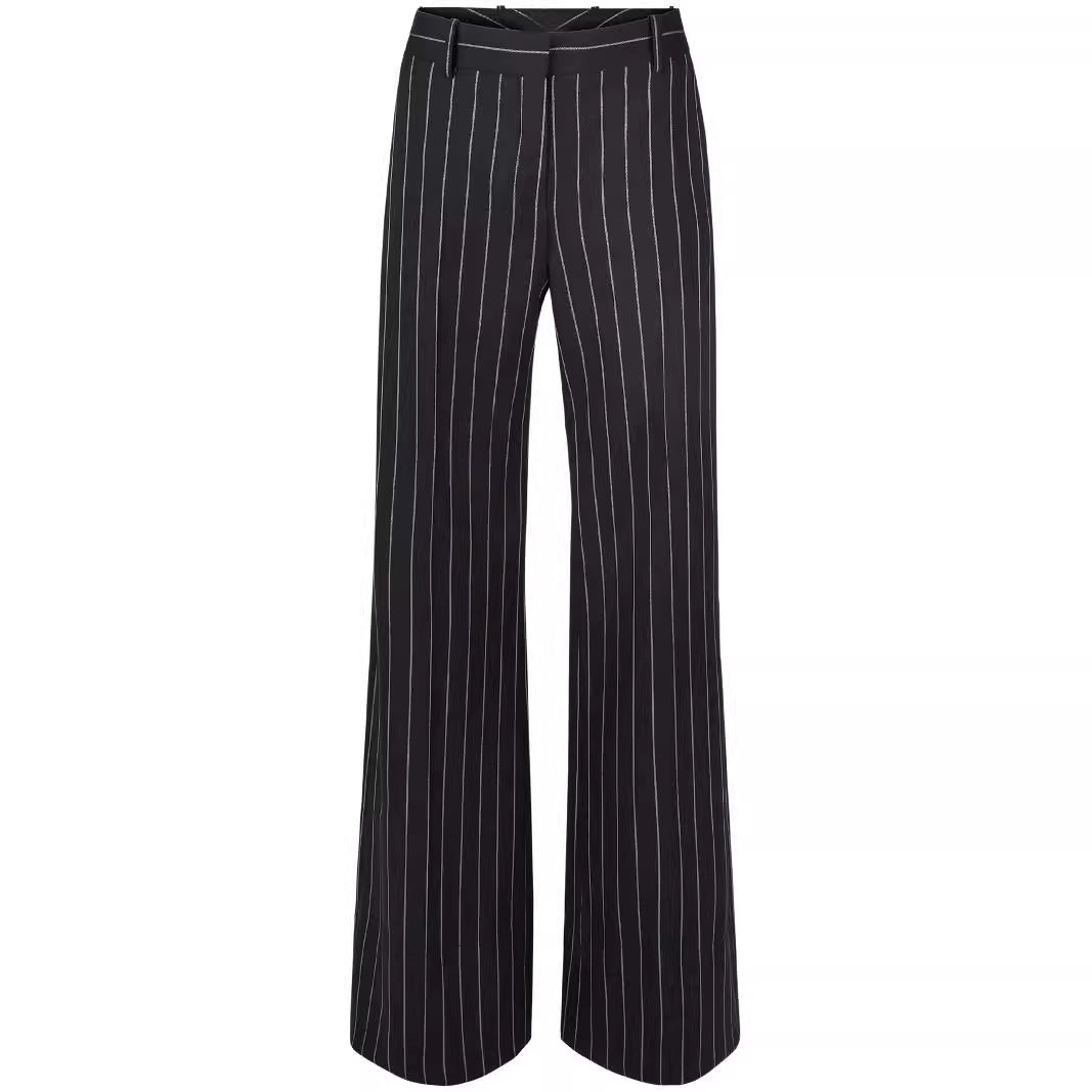 Damen Hochtaillierte weite Nadelstreifen-Hose im Tailoring-Stil Echoarchiv