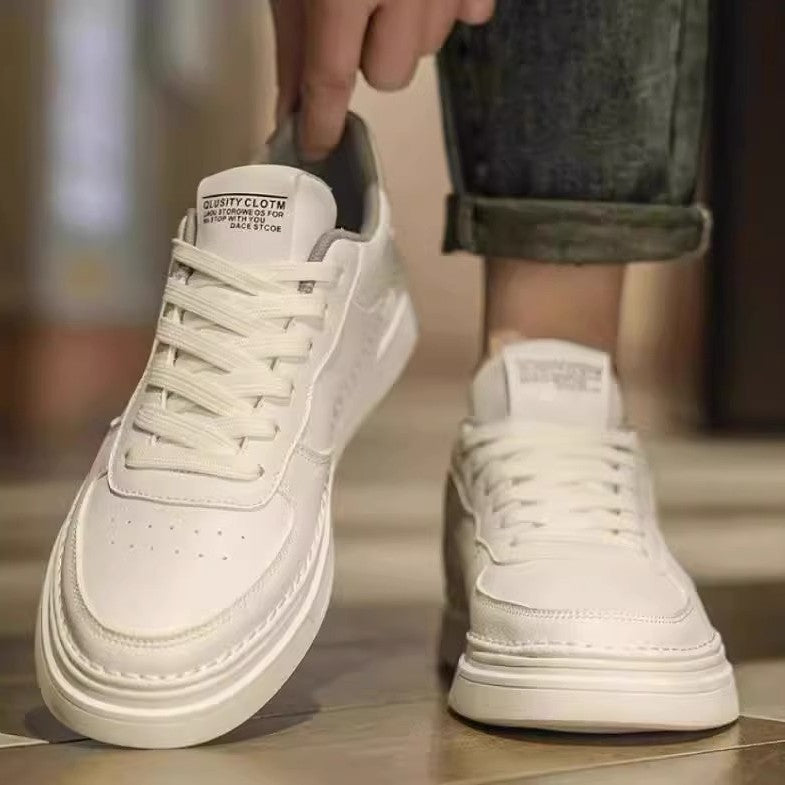 Unisex minimalistische Lederoptik Plateau-Sneaker mit gepolstertem Fersenkragen und stoßdämpfender Leichtsohle – Norré