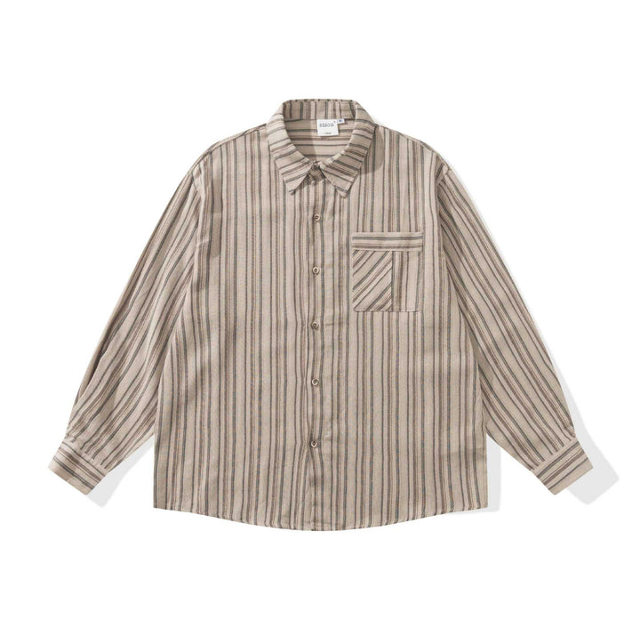Herren Lockeres Overshirt-Hemd mit gestreifter Webstruktur, Brusttasche und legerem Schnitt Echoarchiv